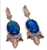 Czech Glass Husar D Blue and Pink Earrings - Vintage Lane Jewelry