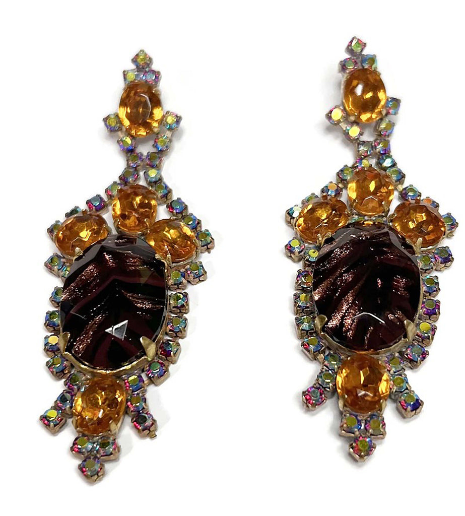 Czech Glass Husar D Cognac Earrings