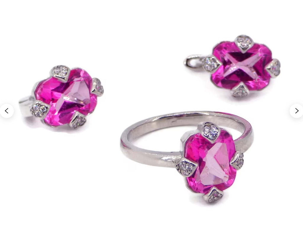 Pink Topaz Ring and Earring Set