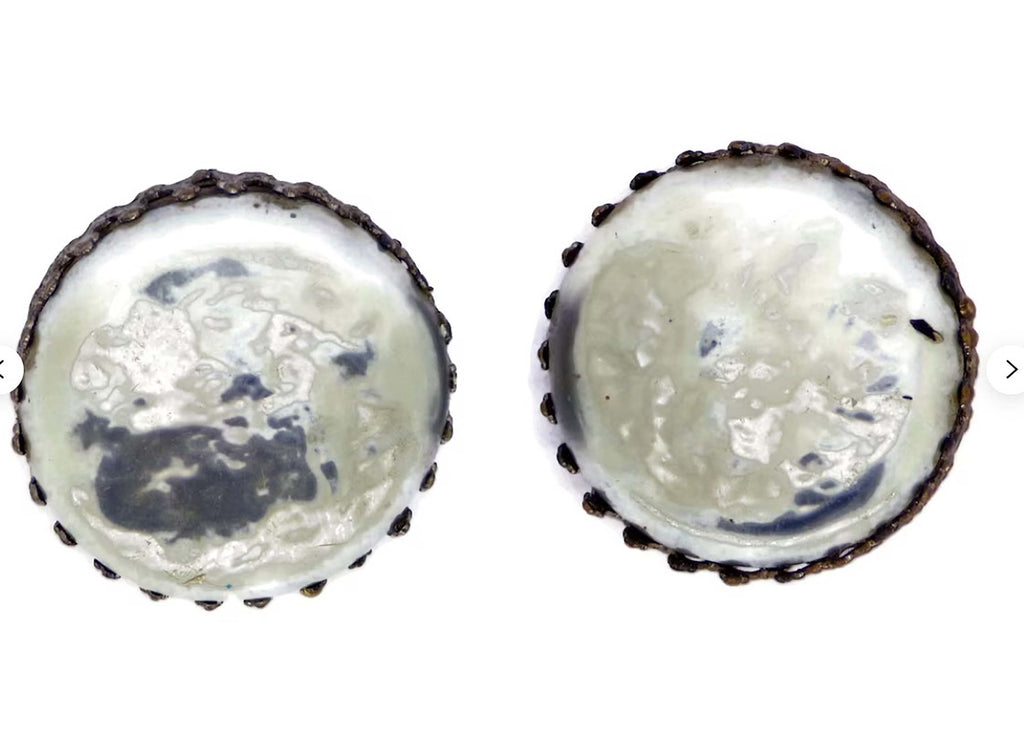 Miriam Haskell Baroque Glass Pearl Clip Earrings - Vintage Lane Jewelry