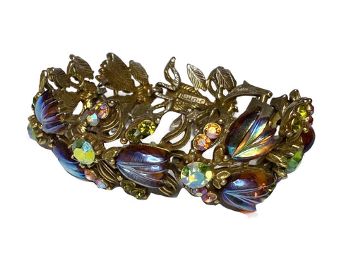 Sarah Coventry Midnight Magic Art Glass Panel Bracelet
