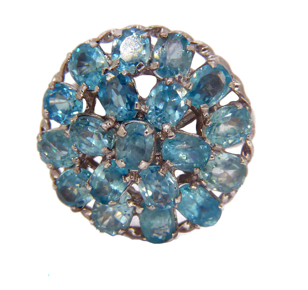 Blue Zircon Sterling Silver Cocktail Ring