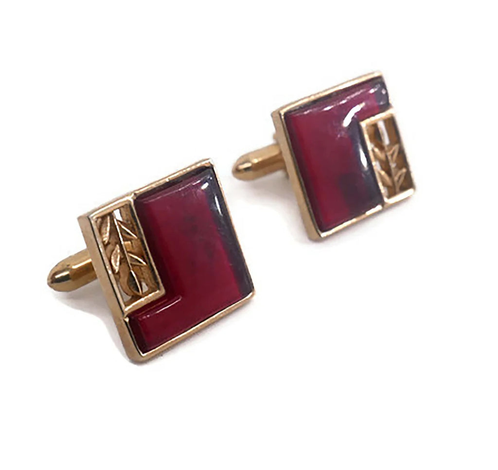 Swank Red Art Deco Cufflinks