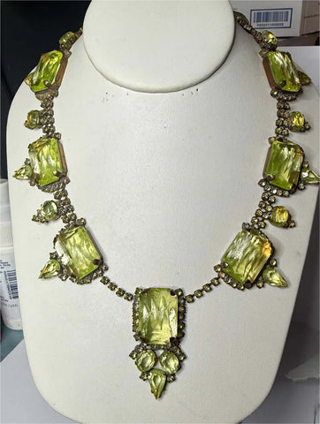 Vintage Miriam Haskell Pink Art Glass Necklace and Bracelet