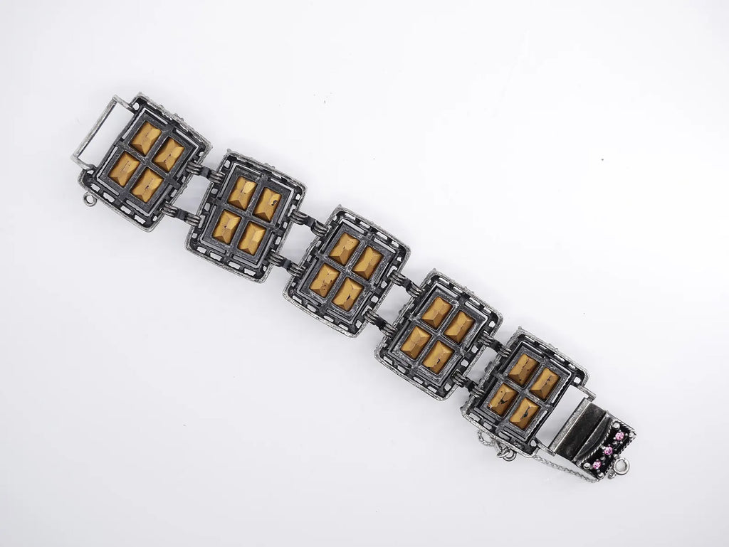 Sarah Coventry Midnight Magic Art Glass Panel Bracelet