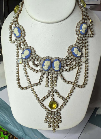 Vintage Miriam Haskell Pink Art Glass Necklace and Bracelet