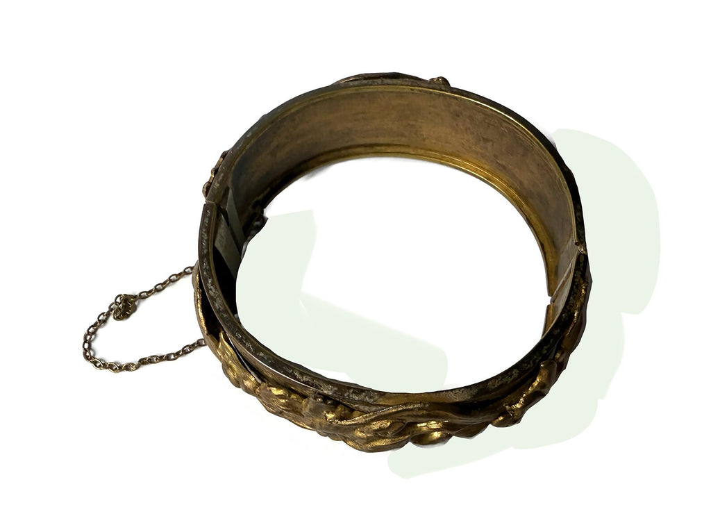 Victorian gilded brass hinged repoussé Bracelet