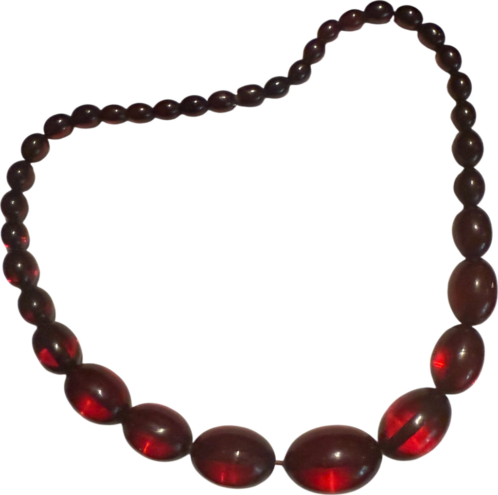 Vintage Cherry Bakelite Graduated Bead Art Deco Necklace - Vintage Lane Jewelry