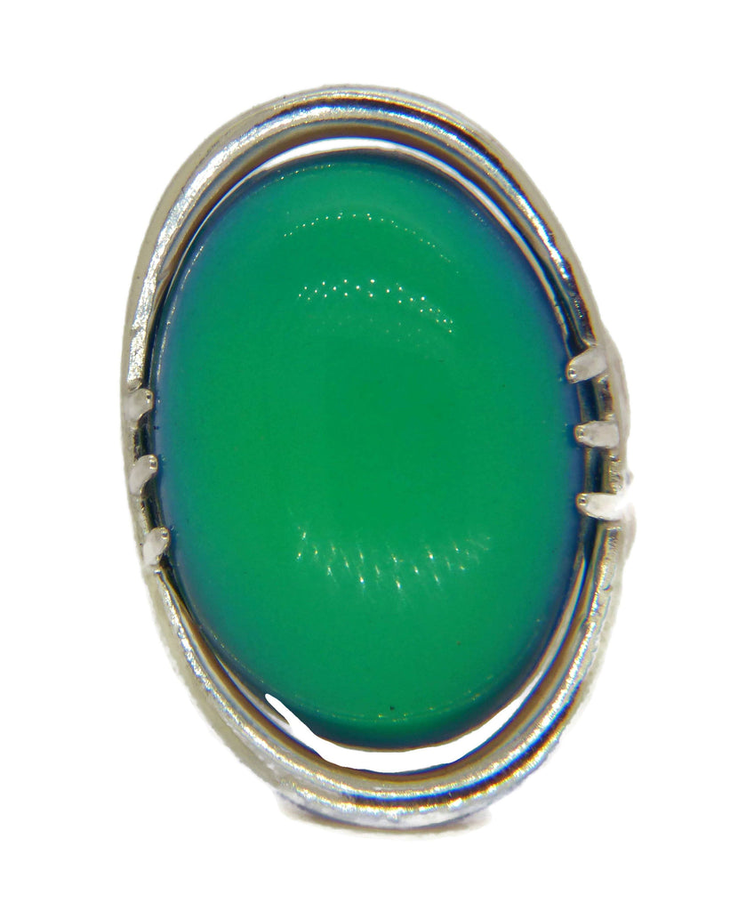 Large Mood Stone Ring Sterling Silver