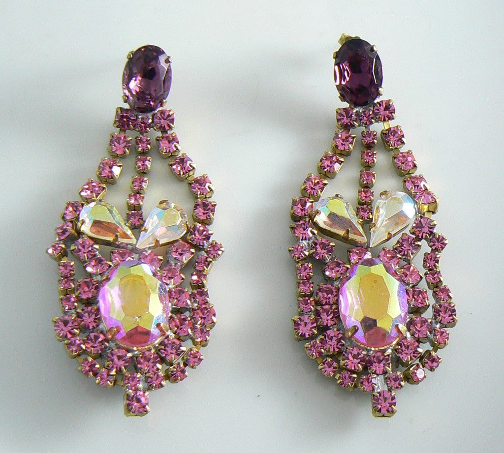 Bijoux Mg Pink Czech Glass Pierced Style Earrings