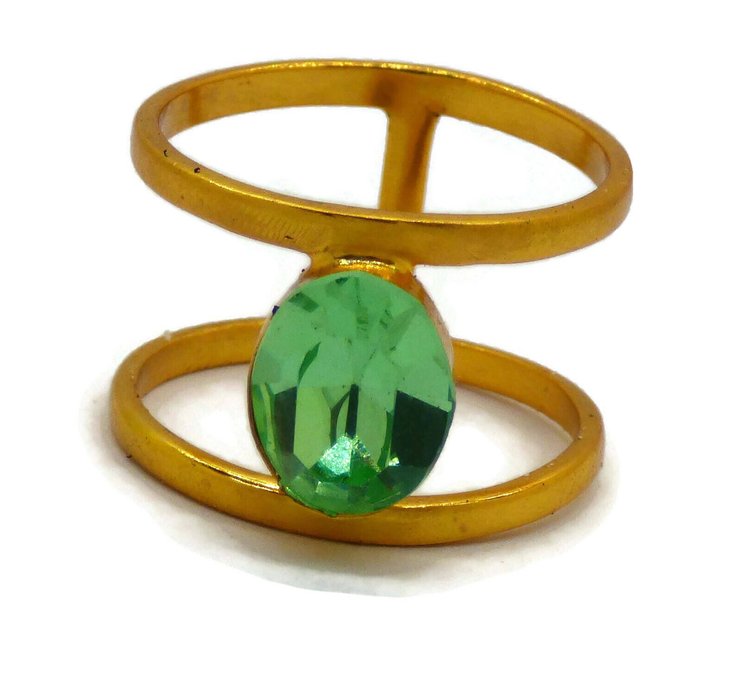 Oval Uranium stone gold plated ring