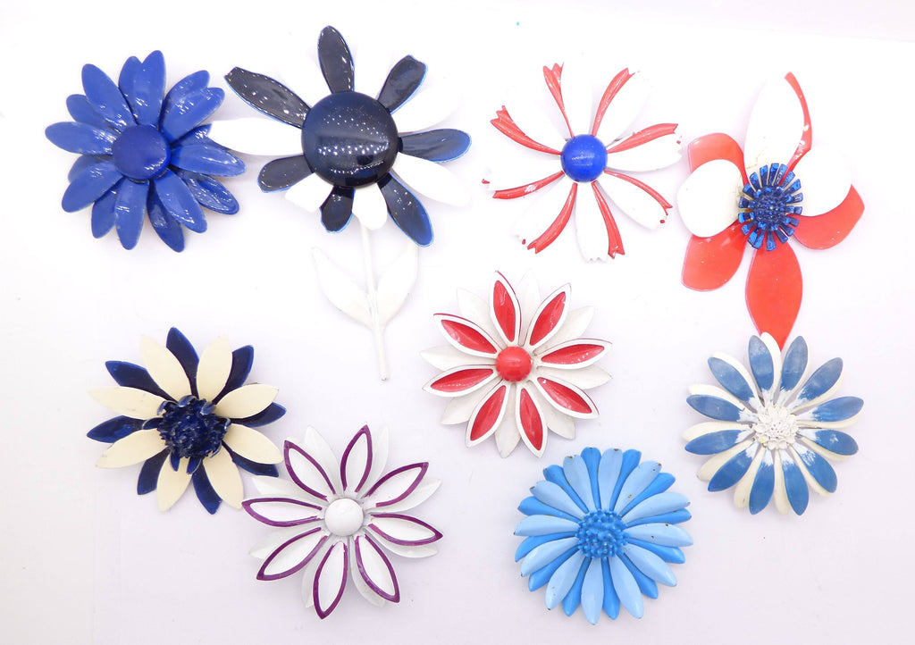 Mixed Daisies Flowers Enamel Flower Lot