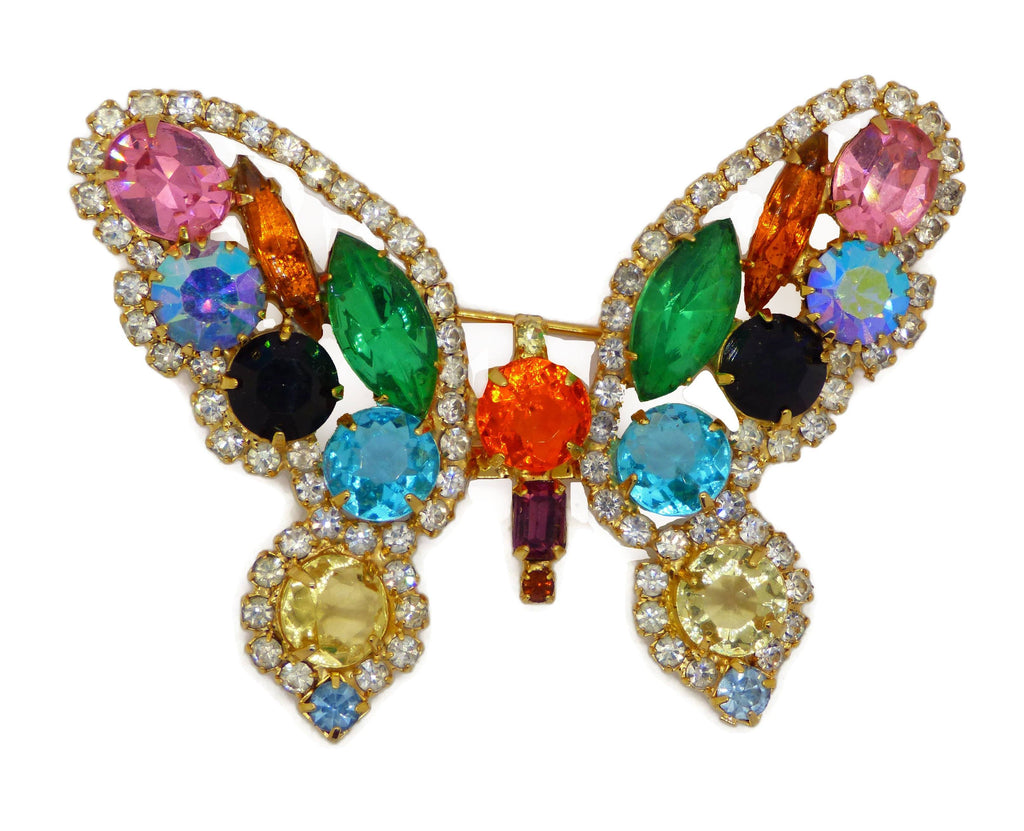 Vintage Rhinestone Butterfly Brooch