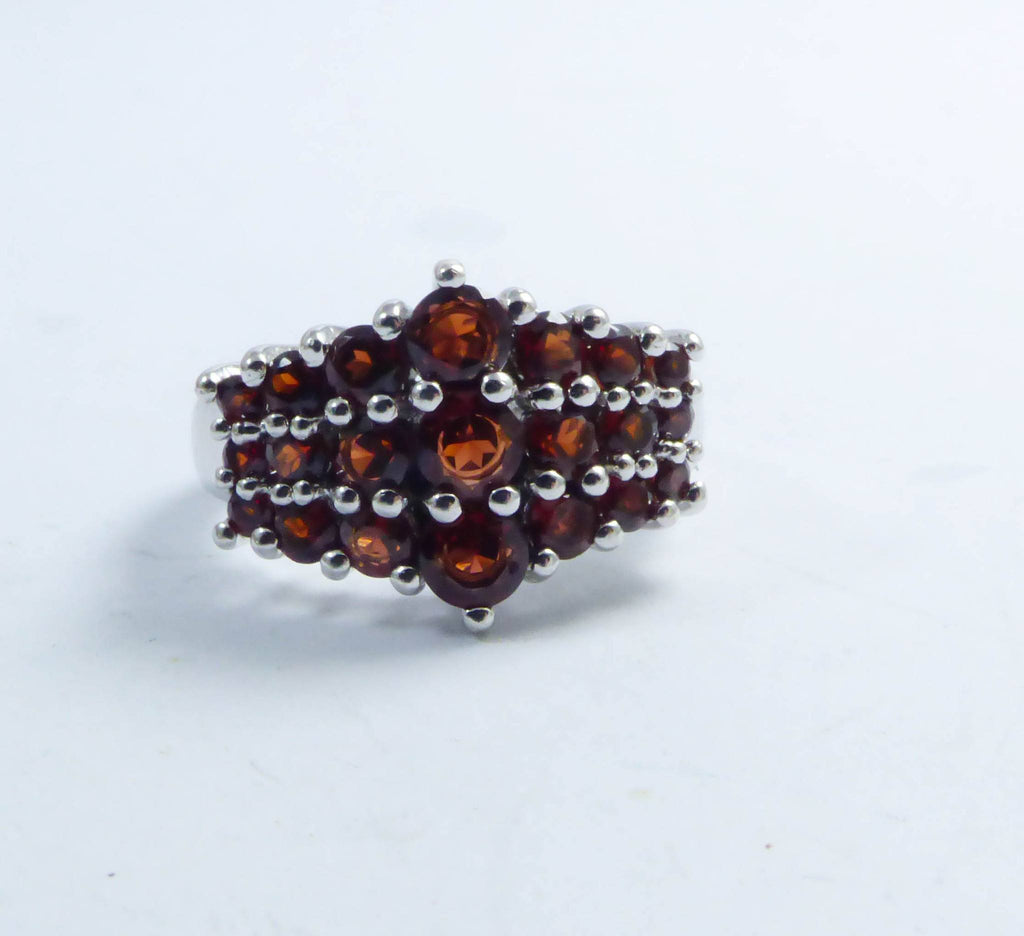 4ct Garnet Sterling Silver Cluster Ring