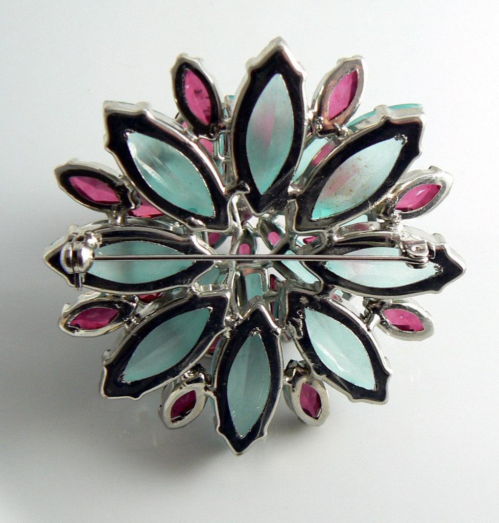 Vintage Huge Plastic Rhinestone Domed Christmas Tree Rhinestone Brooch - Vintage Lane Jewelry