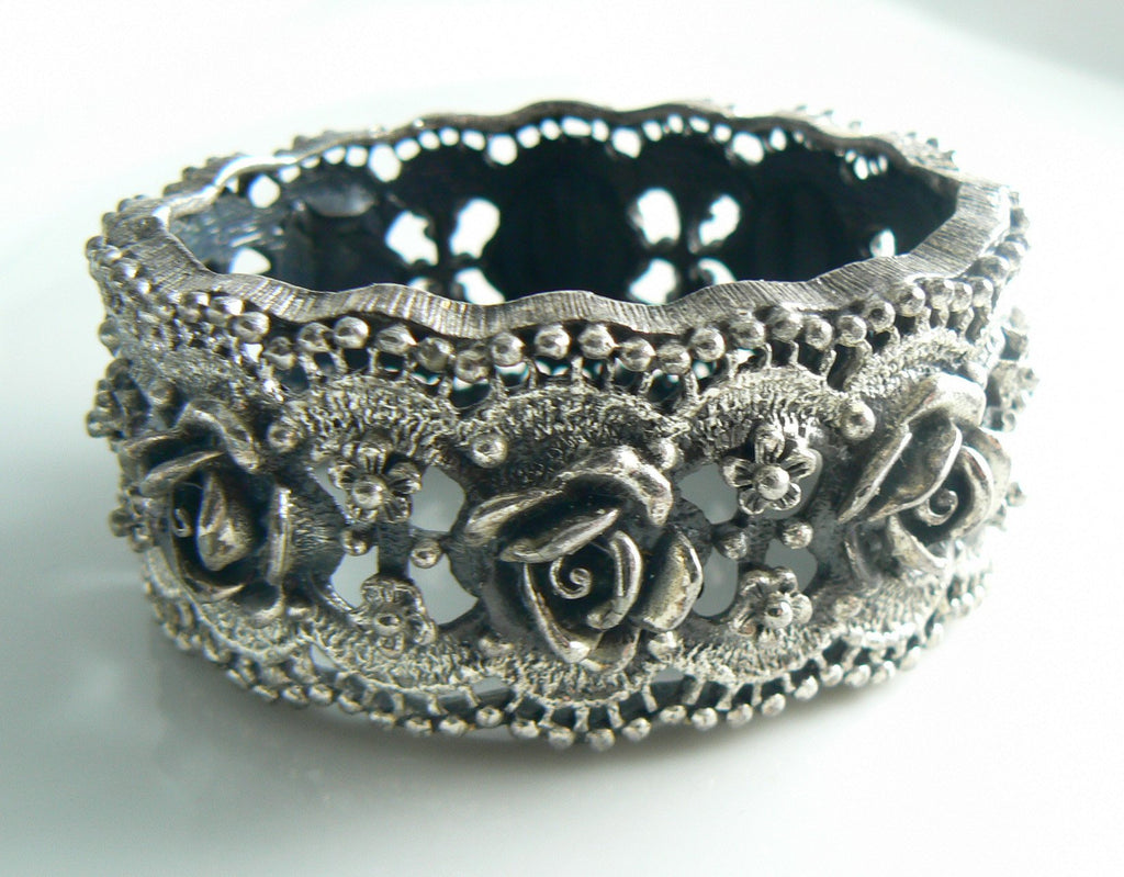 Tortolani roses hinged cuff chunky bracelet