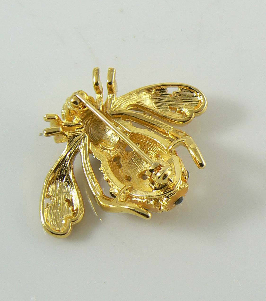 Joan Rivers "SUNFLOWER" Enamel and Crystal Bee Pin / Brooch - Vintage Lane Jewelry