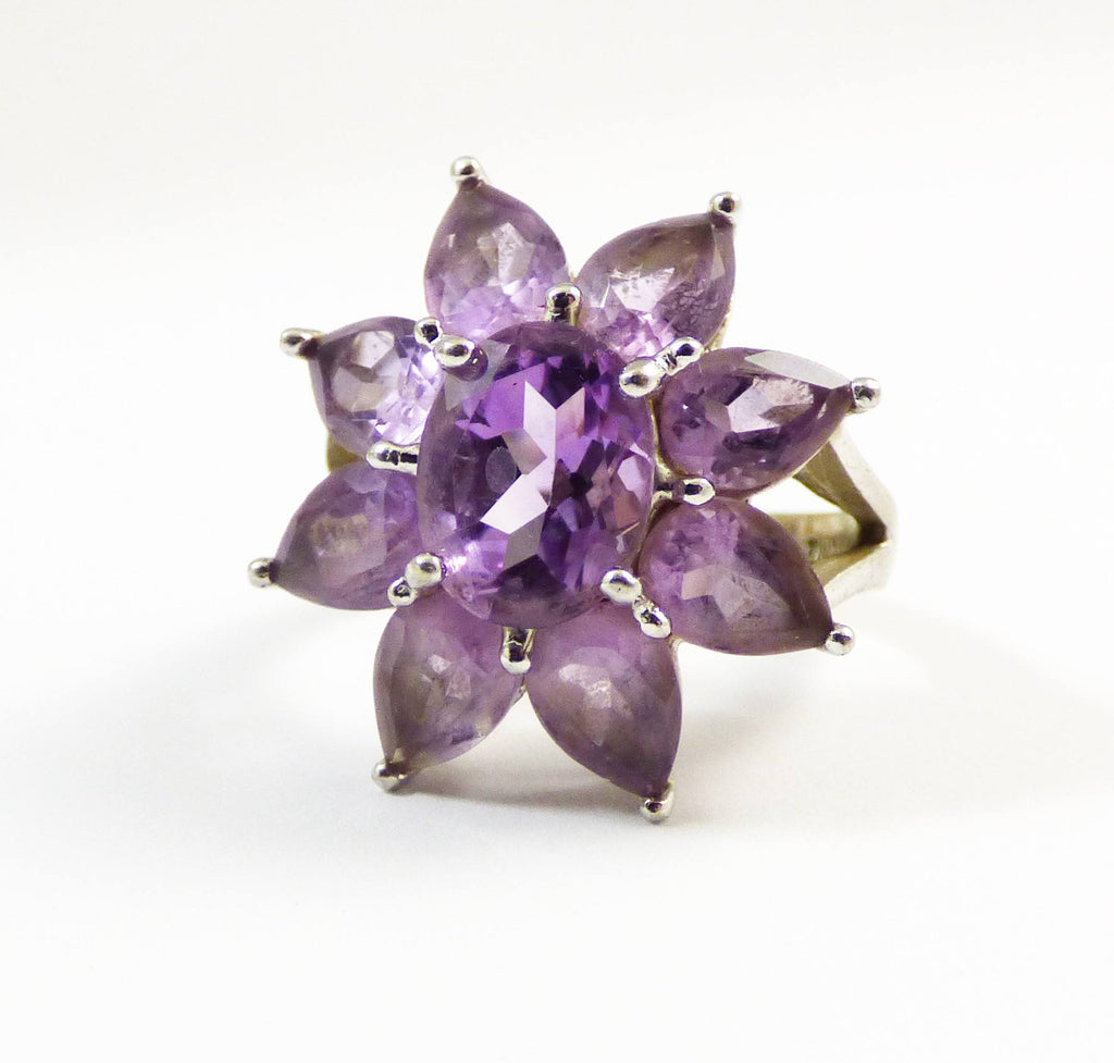 Tanzanite Sterling Silver Flower Ring