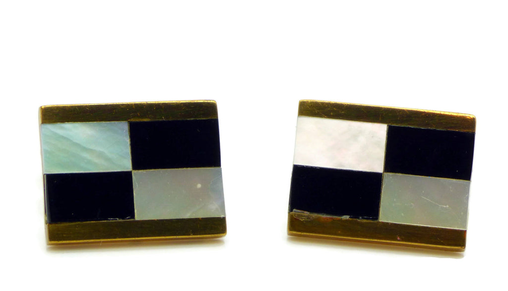 Vintage Signed Austria Checkerboard Cufflinks