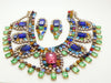 Bijoux M.G. Czech Glass Multicolored Statement Necklace and Pierced Style Earring Set - Vintage Lane Jewelry