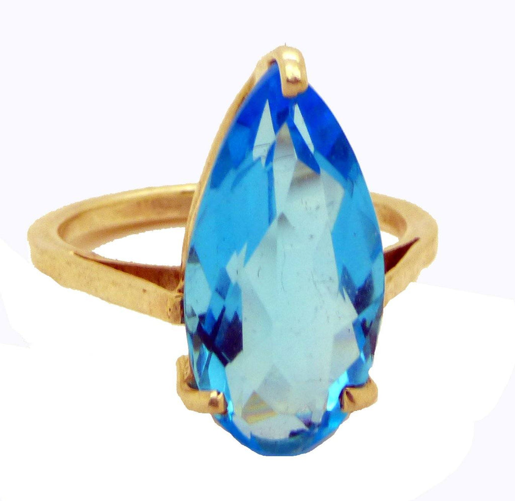 6CT Blue Topaz Sterling Silver Modernist Ring, Size 7.25