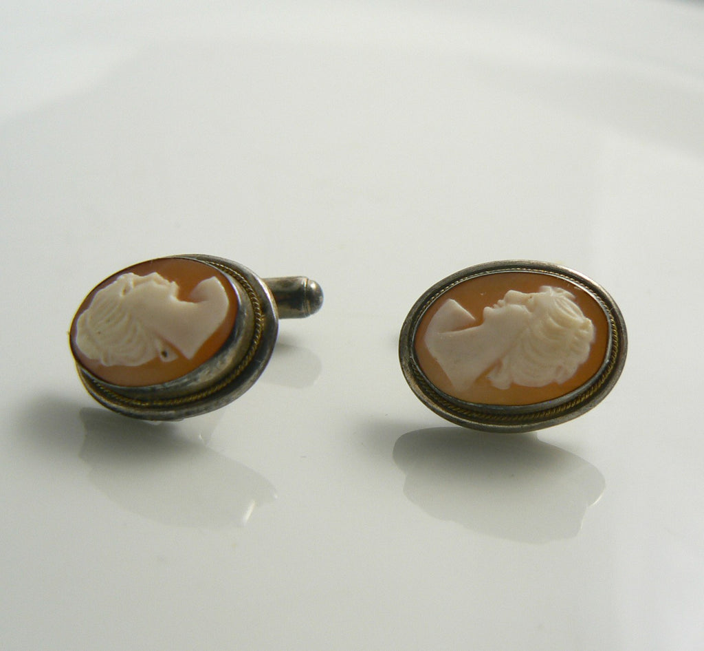Genuine Carved Shell Cameo Cufflinks