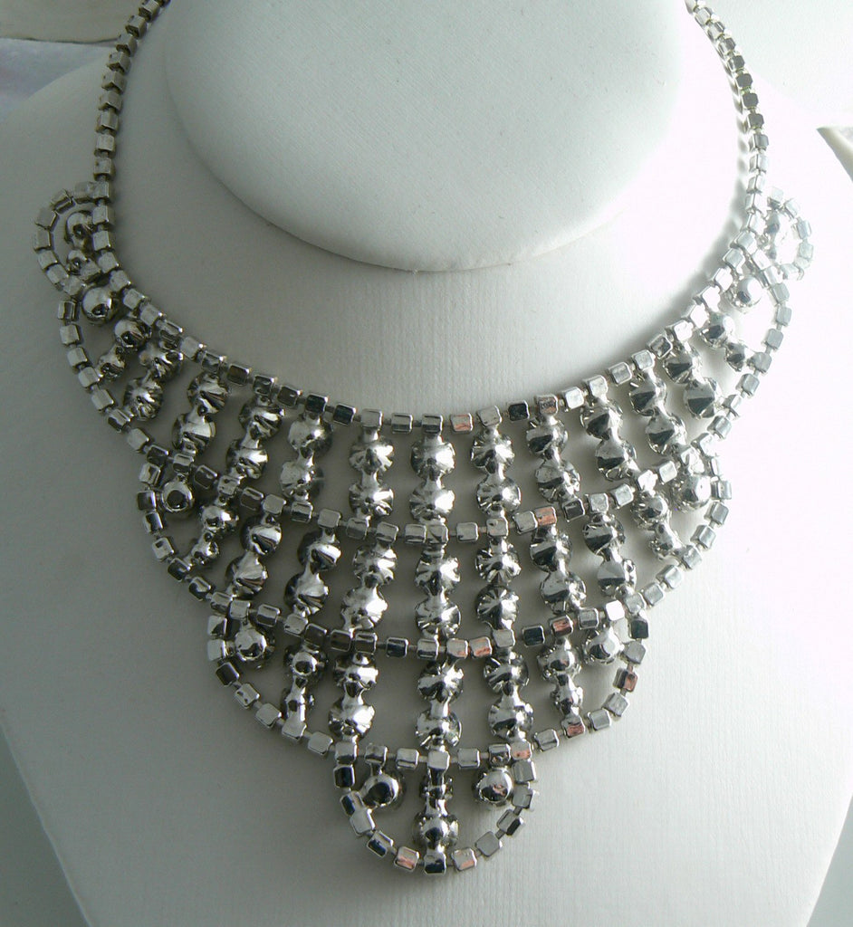 Vintage Gray Rhinestone Cascade Necklace - Vintage Lane Jewelry