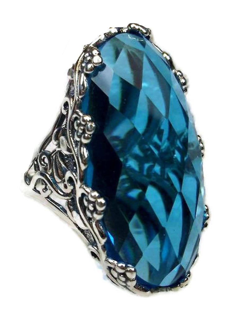 Swiss Topaz Flower Floral Filigree Sterling Silver Ring