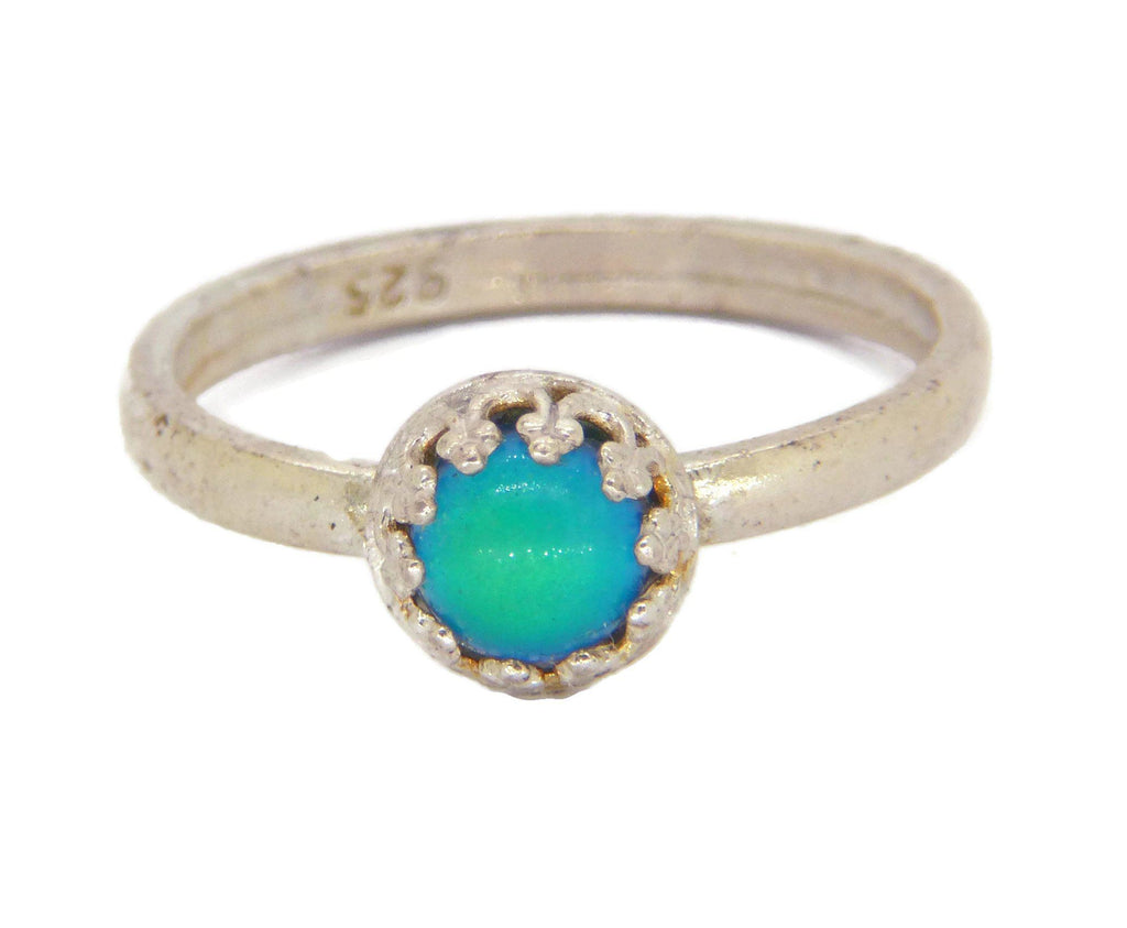 Stacking Mood Ring Sterling Silver, Size 8