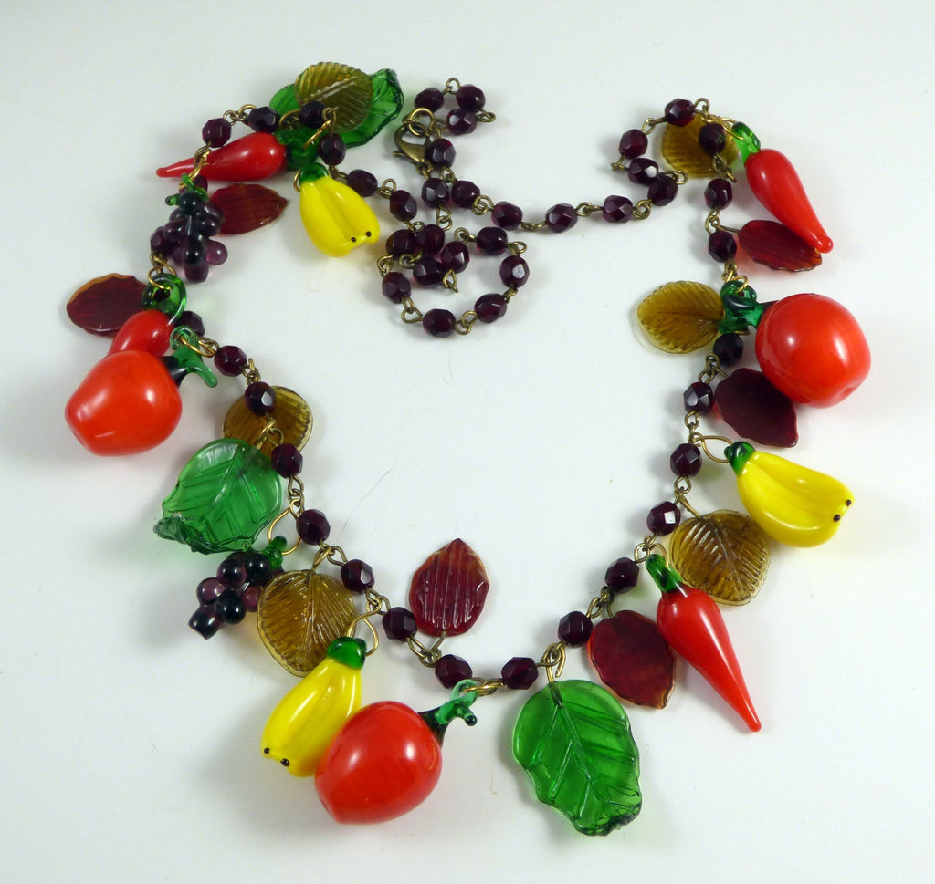 Glass Fruit and Red Peppers Necklace - Vintage Lane Jewelry