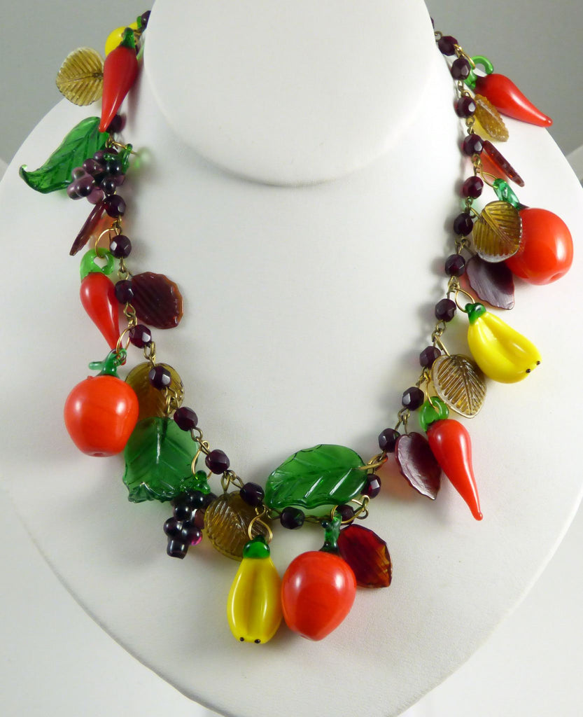 Glass Fruit and Red Peppers Necklace