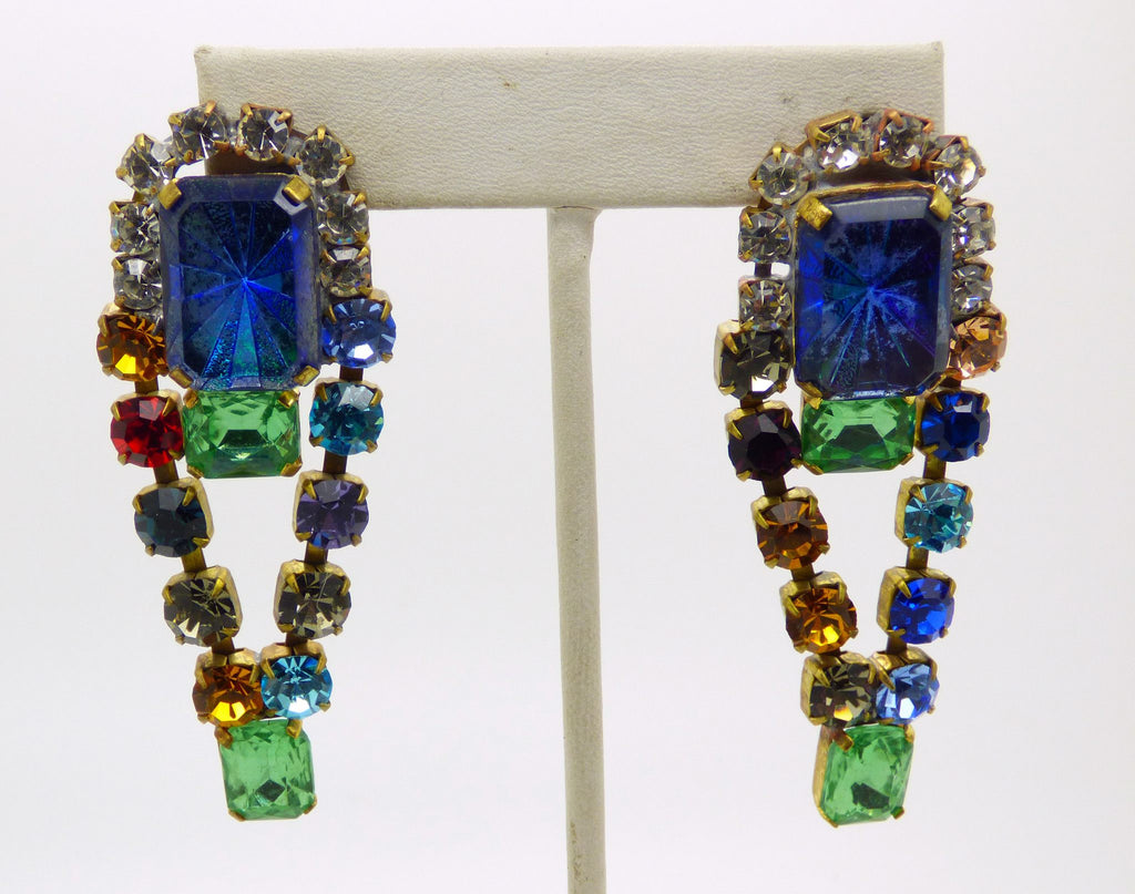 Bijoux M.G. Czech Glass Multicolored Statement Necklace and Pierced Style Earring Set - Vintage Lane Jewelry