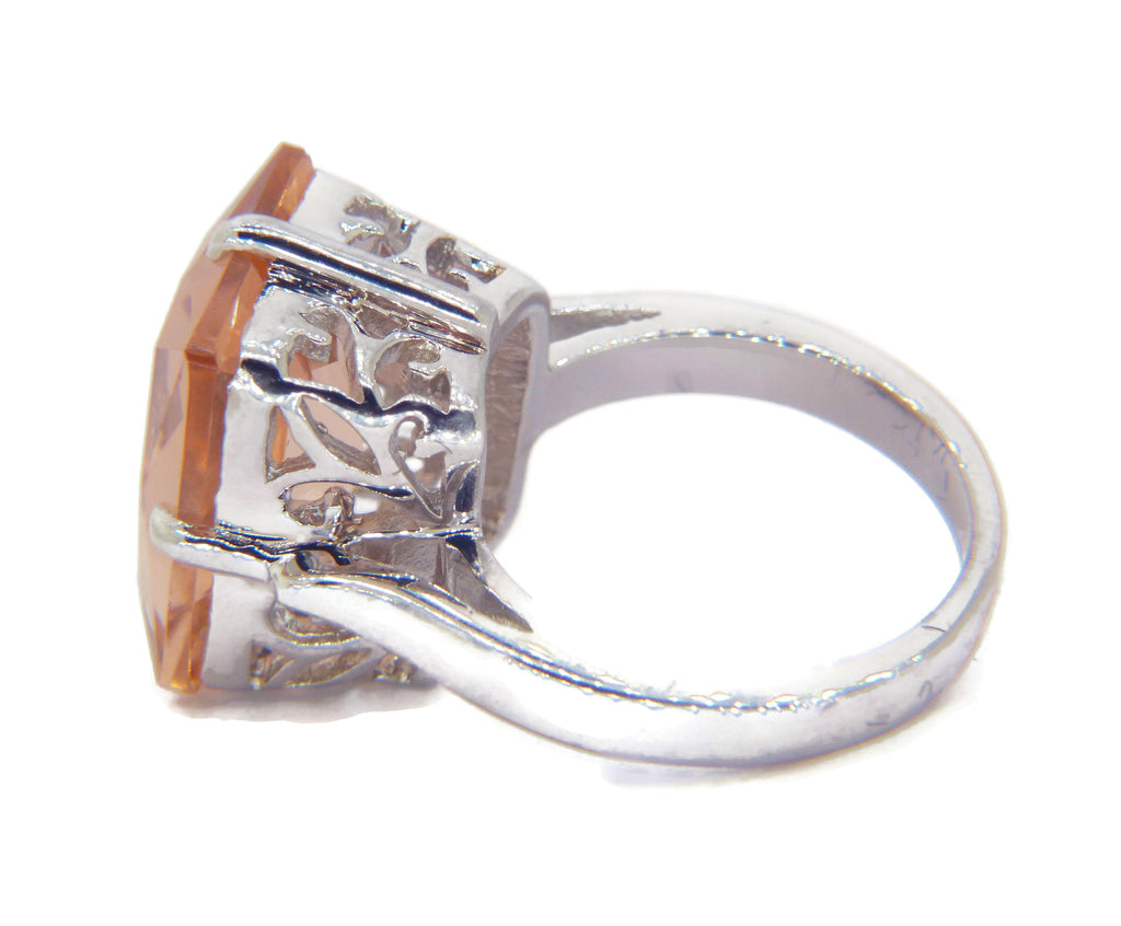 9ct simulated peach morganite gemstone ring - Vintage Lane Jewelry