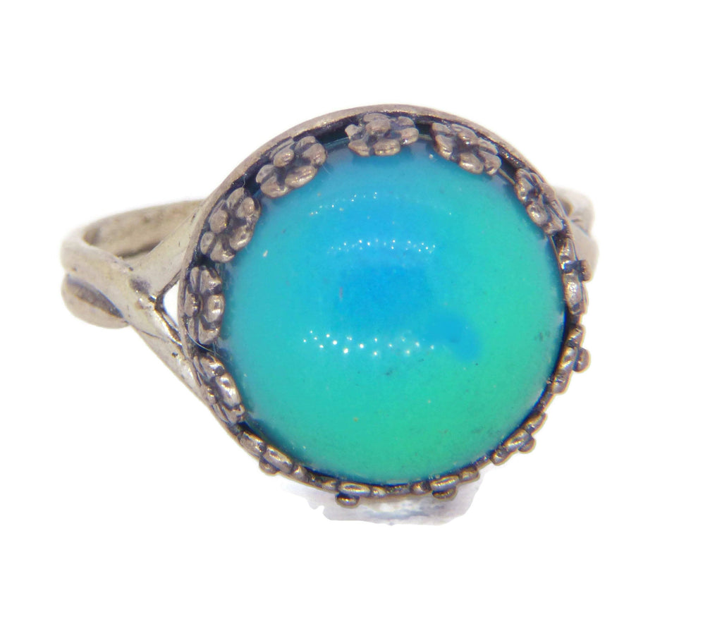 Mood Ring Sterling Silver Flower Setting, Adjustable