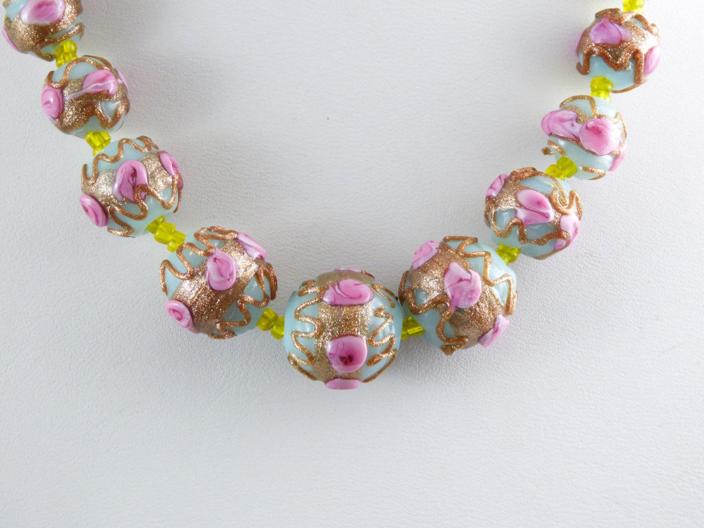 Venetian Wedding Cake Robins Egg Blue Necklace - Vintage Lane Jewelry