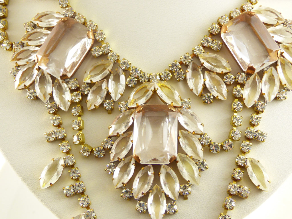 Czech Glass Huge Statement Rhinestone Necklace, Husar D.