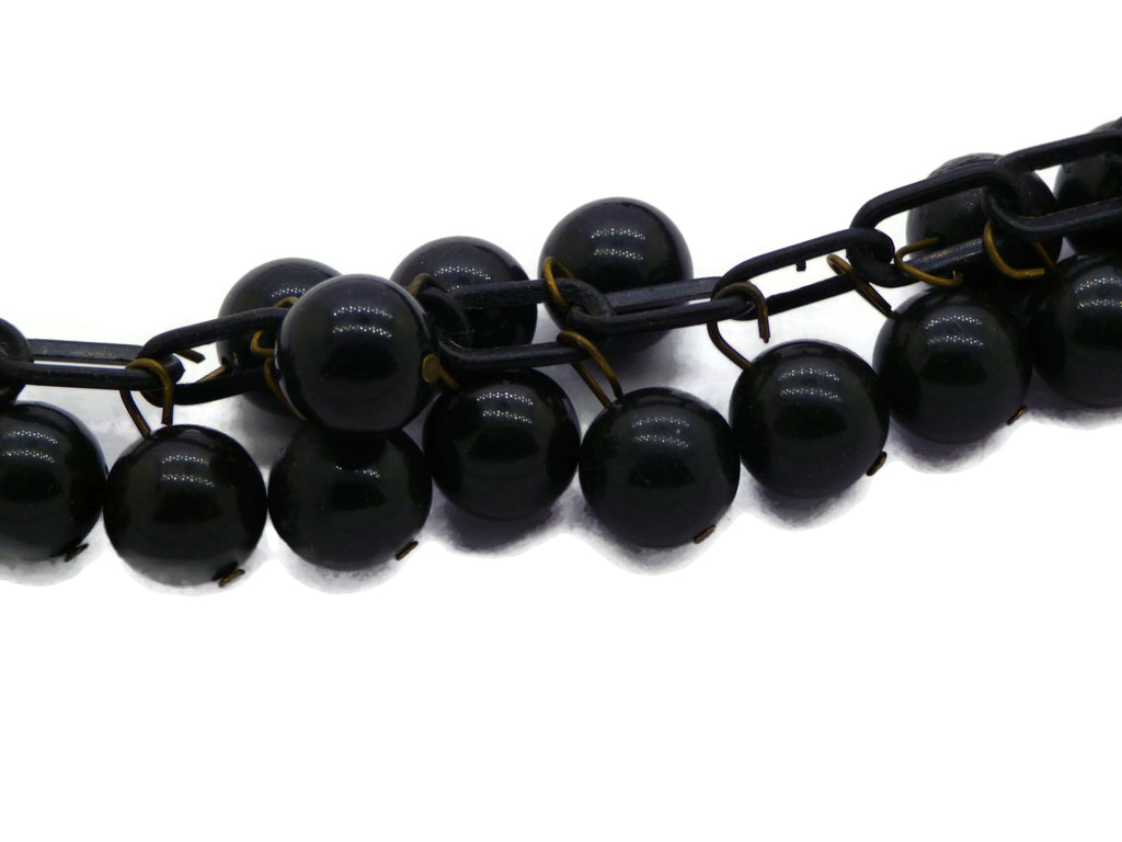 Art Deco Black Bakelite Beaded Mourning Necklace - Vintage Lane Jewelry