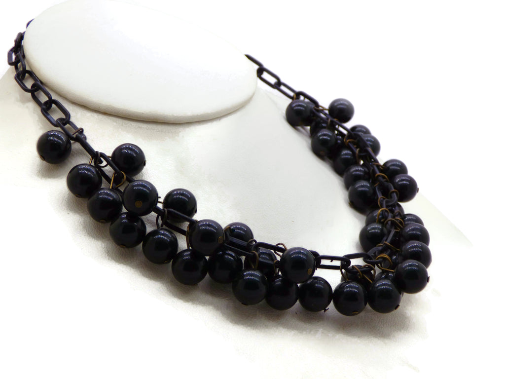 Art Deco Black Bakelite Beaded Mourning Necklace - Vintage Lane Jewelry