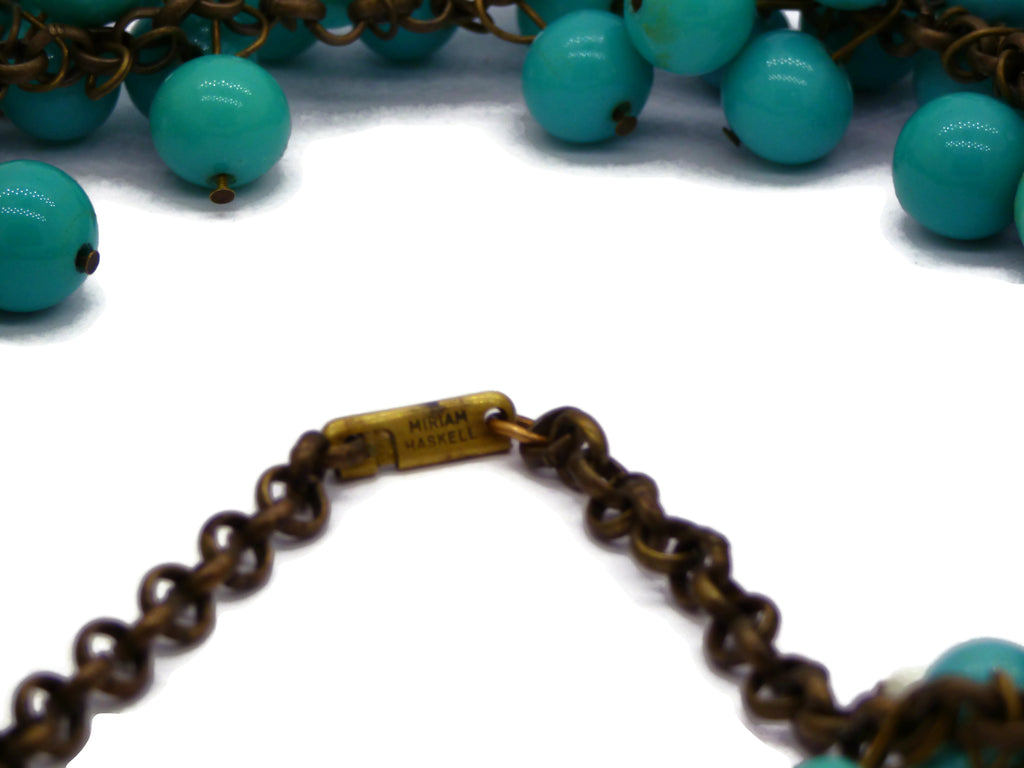 Miriam Haskell Turquoise Beaded Necklace - Vintage Lane Jewelry