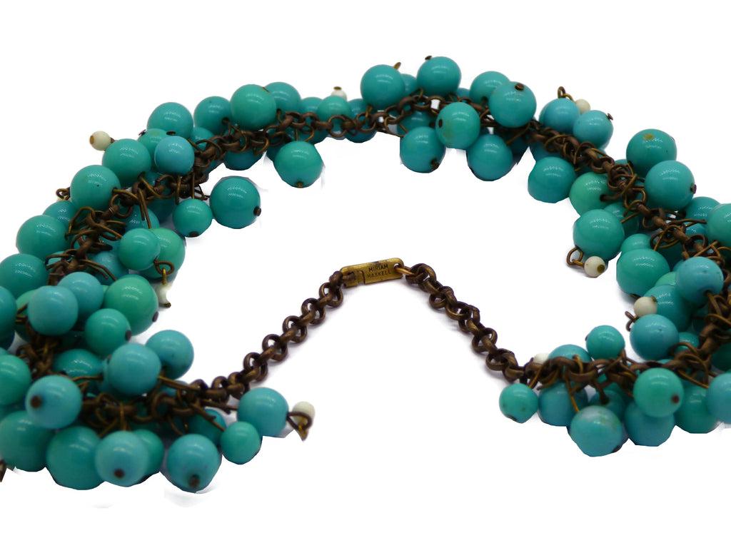 Miriam Haskell Turquoise Beaded Necklace - Vintage Lane Jewelry