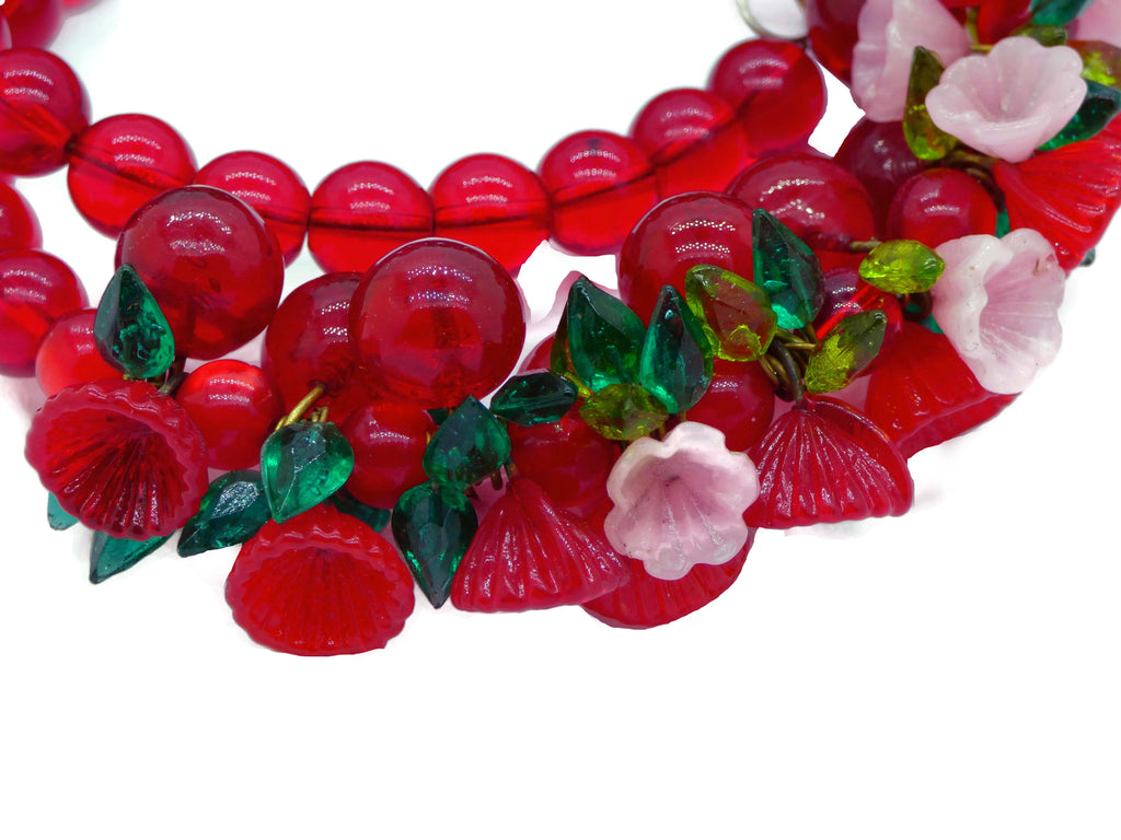 Glass Beaded Cherry Blossom Flower Necklace