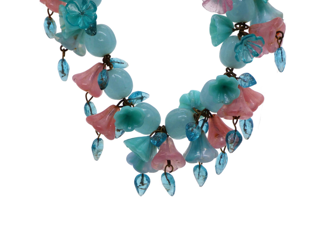 Stunning Miriam Haskell Glass Flower Necklace