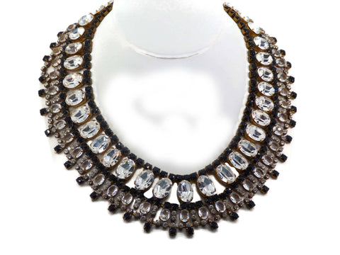 Miriam Haskell Long Oval Baroque Glass Pearl Necklace