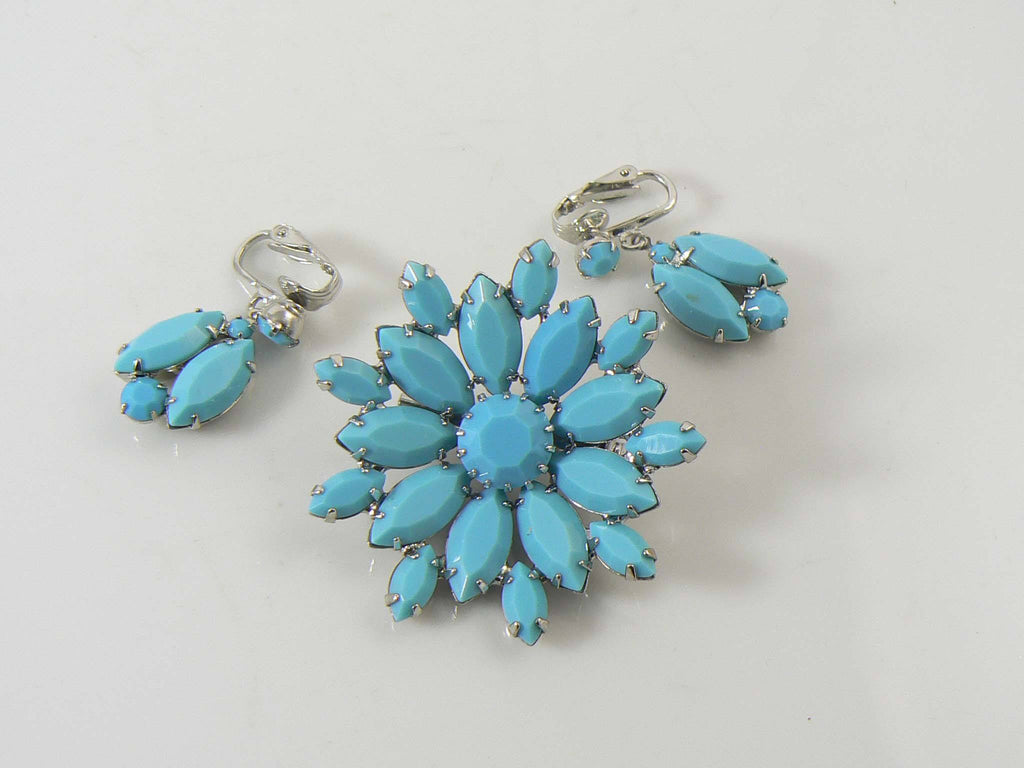 Robin's Egg Blue Milk Glass Demi Parure.
