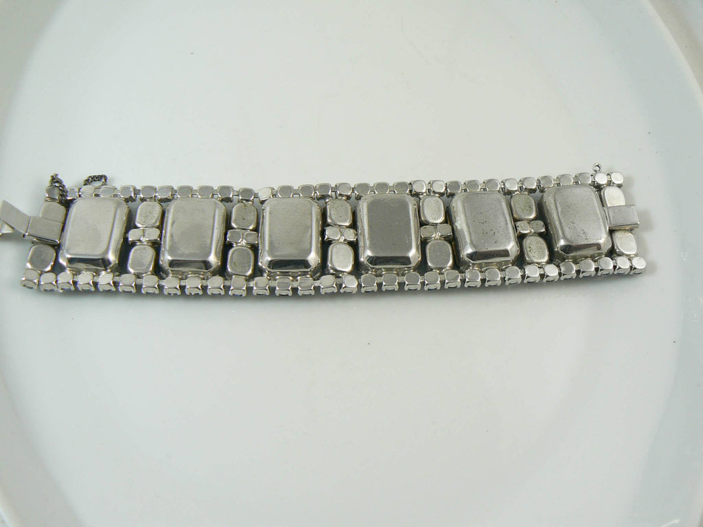 Spectacular High End Sapphire Blue Wide Rhinestone Bracelet - Vintage Lane Jewelry