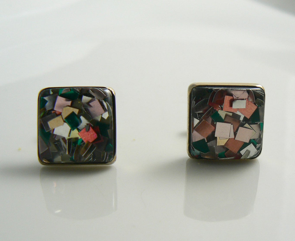 Vintage Signed ANSON Confetti Lucite Men's Cuff Links