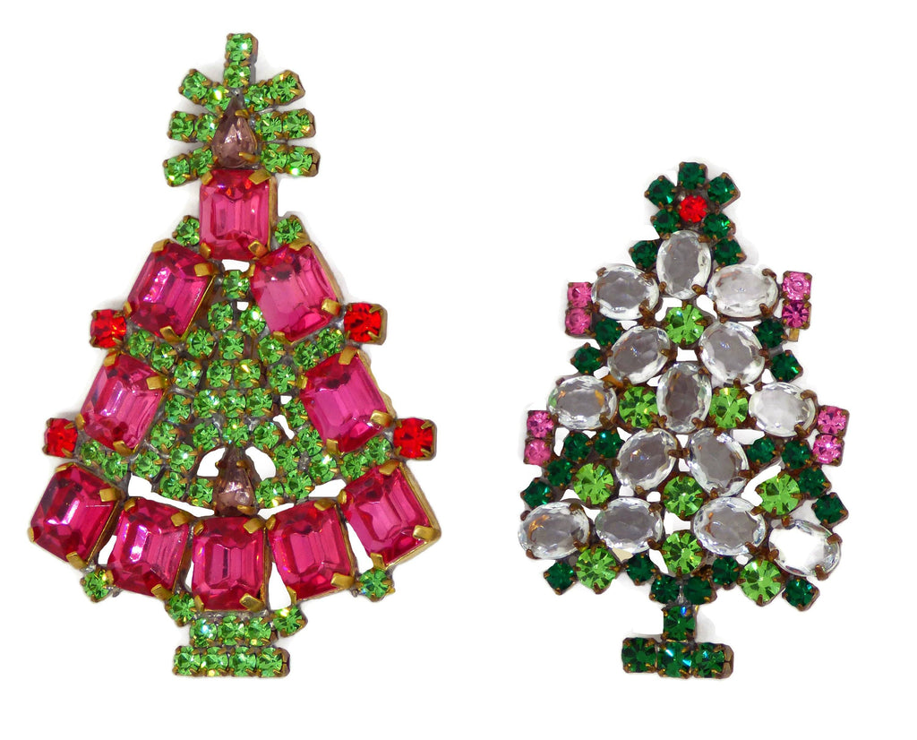 Husar D Czech Glass Christmas Tree Brooches