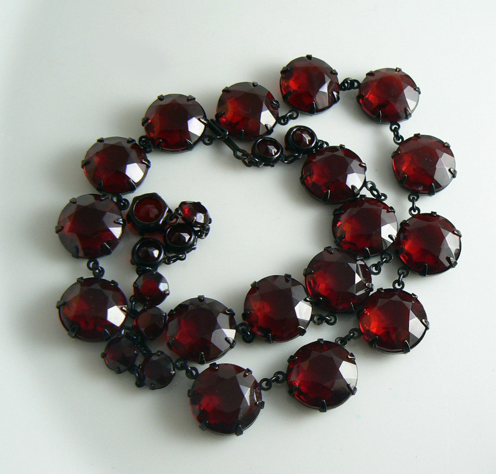 Open Back Ruby Red Faceted Crystal Necklace