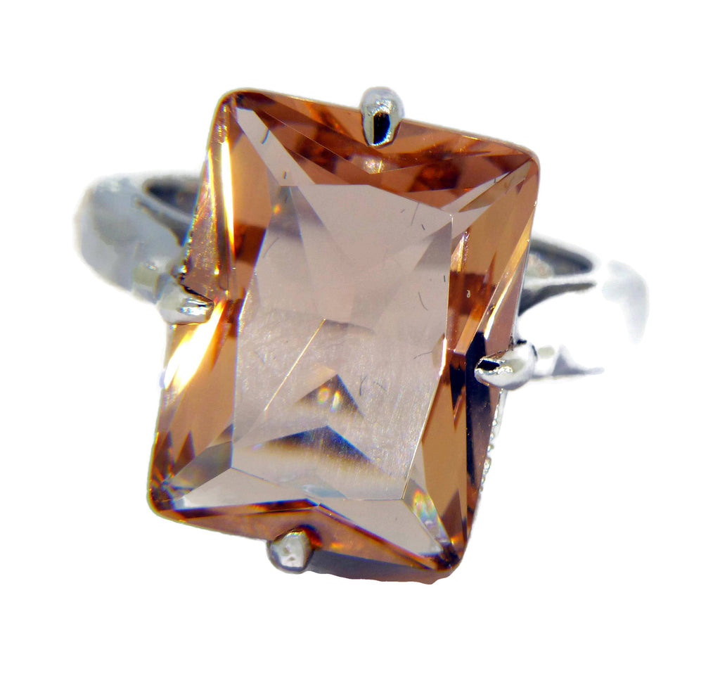 9ct simulated peach morganite gemstone ring - Vintage Lane Jewelry