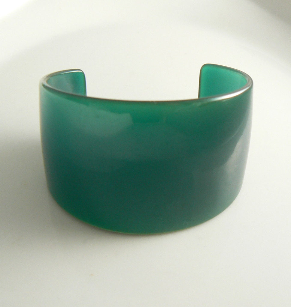 Vintage Extra Wide Bakelite Bangle Bracelet Translucent Turquoise Blue - Vintage Lane Jewelry
